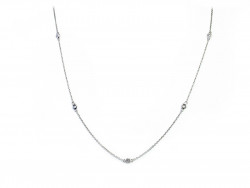 750mm white gold necklace with round mouths and 5 natural brilliants of 0.03cts each.
