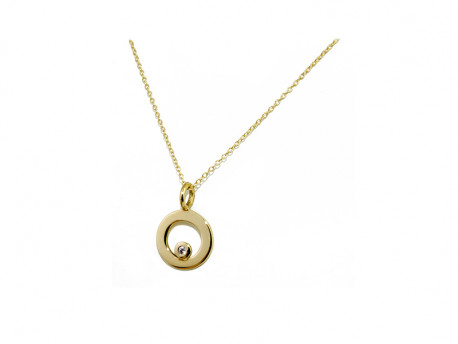 750mm gold pendant with 1 natural brilliant of 0.02cts.