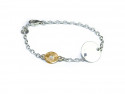 Polished and white 925mm silver bracelet, with silver plate and 750mm yellow gold piece with 1 natural brilliant of 0.02cts.