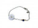 Bracelet with plate and chain in silver 925mm, white and polished