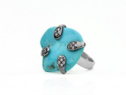 Silver ring with natural turquoise and bright.