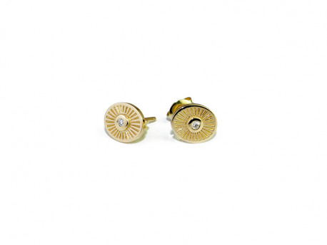 Arracades d'or de 750 mm forma oval. Amb un Brillant natural al centre