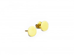 750mm yellow gold earring, smooth, polished surface.