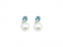 Earrings with blue topaz and a pair of 8.50mm freshwater pearls.