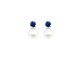 Earrings with blue sapphire and a pair of 8.50mm freshwater pearls.