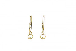 Creole earrings yellow gold and brilliant with chatons pendant with brilliant.