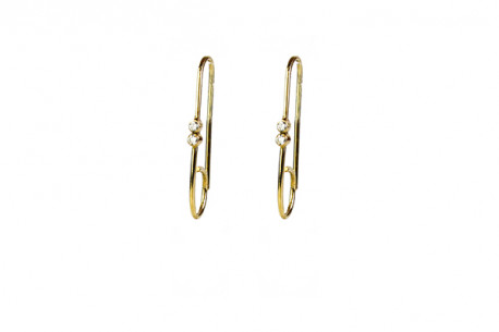 Pendientes tipo criolla oro amarillo y brillante con colgantes de oro y brillantes.