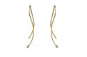 Yellow gold round wire shaped earrings with brilliants.