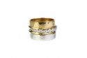White gold and yellow gold ring with 10 brilliants in the center