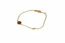 Yellow gold bracelet, chain, plate and brilliant.
