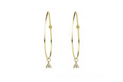 Yellow gold hoop earrings with yellow gold pendants and brillant for earrings.