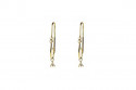 Creole yellow gold and brilliant earrings with triangle-shaped pendants of 3 brilliants.