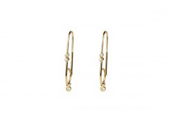 Pendientes tipo criolla oro amarillo y brillante con chatones colgante con brillante.