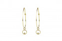 Yellow gold thread earring with round pendant and 1 brilliant