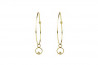 Yellow gold thread earring with round pendant and 1 brilliant