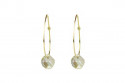 Yellow gold thread earring with irregular freshwater pearl.