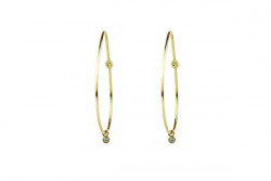 Yellow gold thread earring with 1 brilliant pendant