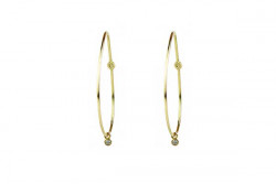 Yellow gold thread earring with 1 brilliant pendant