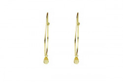 Yellow gold thread earring with a briocheta-cut citrine pendant, teardrop shape.
