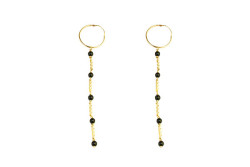 Gold and onyx hoop earrings
