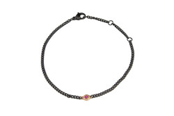 Electroplated silver bracelet with ruby