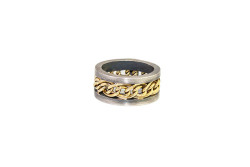 Oxidized gold and silver ring