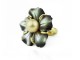 Anell d'or groc, flor de nacre gris, perla australiana "Golden".