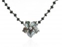 Necklace spinel and white gold, flower, bright pearl gray.