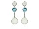 White gold earrings, blue topaz, moonstone and diamonds.