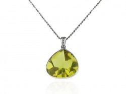 White gold pendant with lemon citrine and diamonds.