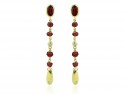 Earrings yellow gold, garnets, with bright teardrop.