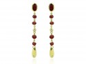 Earrings yellow gold, garnets, with bright teardrop.