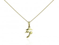 Yellow gold pendant with calligraphy Kanji symbol. "Inochi"