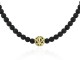 Necklace volcanic lava balls and gold mandala.