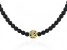 Necklace volcanic lava balls and gold mandala.