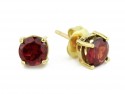 Gold earrings with rhodonite stone.