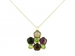 Gold pendant with colored stones.