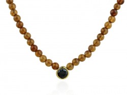 Garnet necklace of yellow, gold and black zirconia.