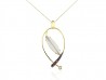 Gold pendant rose quartz, rhodonite and bright.