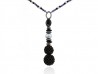 Amethyst necklace with pendant stones, pieces of silver, pearls, seed ball and resin disks.