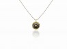 Pendant silver and yellow gold with black diamonds.