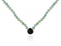 Aquamarine beads necklace with c. Silver smoke.