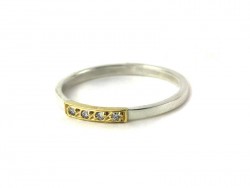 Silver and gold ring with brilliant