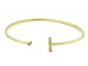 Pulsera rigida de oro con brillantes.