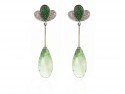 Gold earrings with green amethyst bright and tsavorites.