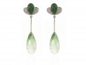 Pendientes de oro con amatista verde, brillantes y tsavoritas.