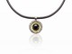 Silver Pendant, yellow gold, onyx and bright white.