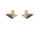 Gold earrings with agate bicolor, rutilados and bright quartz.