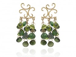 Gold earrings with briolette peridot.