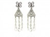 Gold earrings with white zircon beads and rock crystal.
